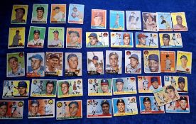 Trade cards, Baseball, USA Topps 1950's issues, 43 cards from various series, 1953 (5), 1954 (3),