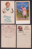 Trade cards, Cadbury's, a collection of six Cadbury's advertising postcards, three with printed