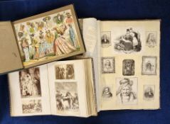 Scrap Albums, Late Georgian to mid Victorian albums (3) containing hand coloured fashion scraps,