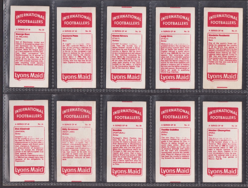 Trade cards, Lyons Maid, International Footballers (set, 40 cards) includes Pele, Best, Charlton etc - Image 6 of 8