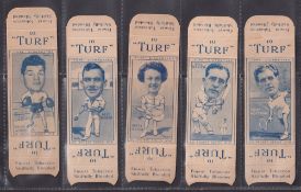 Cigarette cards, Carreras Turf, 2 part sets uncut slides singles, Famous Footballers 40/50 &