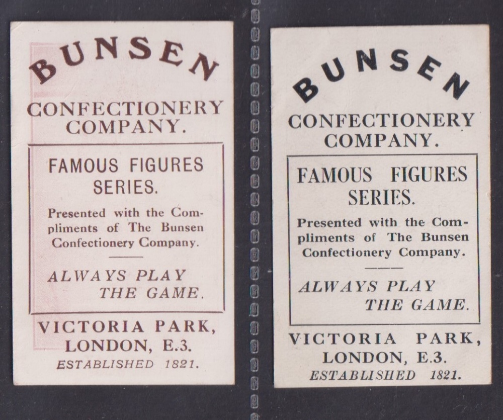 Trade cards, Bunsen Confectionery, Famous Figures Series, two football cards, no 608 F. Bradshaw ( - Image 2 of 2