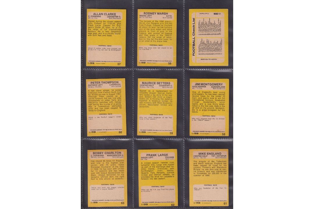 Trade cards, Football, A&BC Gum, 1968 Footballers Yellow Backs 2nd Series 55-101 (set 47 cards) ( - Image 2 of 2