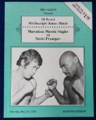 Boxing programme, Marvelous Marvin Hagler v Kevin Finnegan, Middleweight Bout held on 13 May, 1978