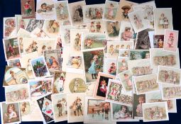 Greetings Cards, Children, approx. 115 Victorian cards to include die cut, deckle edged, silk etc.