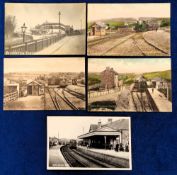 Postcards, Rail, a Devon/Cornwall station mix of 5 cards, with RPs of Bere Alston Station