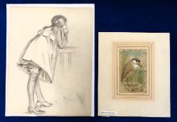 Original Artwork, 8 items to comprise an initialled Henry Stacy Marks (1829-1898) watercolour New