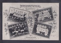 Postcard, Football, Postcard issued c1905 showing the 4 Home Nations football teams, England (