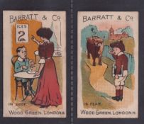 Trade cards, Barratt's, In Series, two cards, 'In Debt' & 'In Fear' (slight marks to backs, gen. gd)