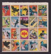Trade issue, Primrose Confectionery, Batman Transfers/Tattoos, set of 20 in one uncut block (gd)