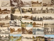 Postcards, Weybridge, RPs, printed and a few artist drawn to include Oatlands Park Hotel (and when