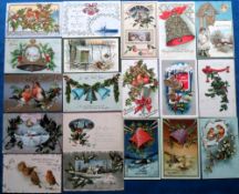Postcards, Greetings, a Christmas greetings selection of approx. 85 cards featuring bells, robins,