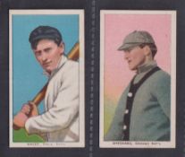 Cigarette cards, USA, ATC, Baseball T206 (Sweet Caporal, 350 Subjects backs), two cards, Magee,