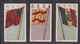 Cigarette cards, Canada, D Ritchie & Co, Flags of All Nations, 3 type cards, Belgium, England &
