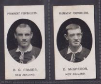Cigarette cards, Taddy, Prominent Footballers (No Footnote, 1907), New Zealand, 2 cards, D.G. Fraser