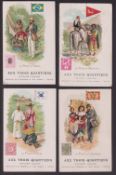 Trade cards, France, Aux Trois Quarters, Paris, The Post in Various Countries, postcard size with