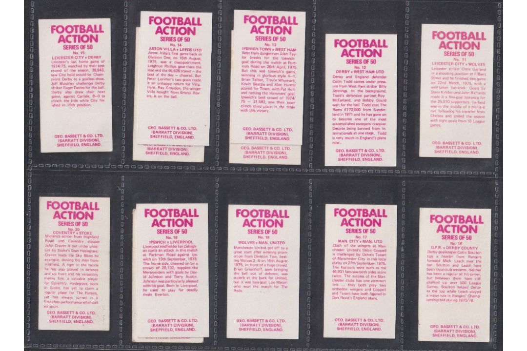 Trade cards, Football, Bassett 1 set and 1 near set Football Action (no gap between fixture & - Image 2 of 4