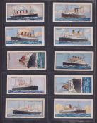 Trade cards, 5 part sets, Cadbury Famous Steamships 17/27 (some irregular sizes), Maypole War Series