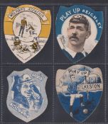 Trade cards, Baines Shields, four cards, 'Well Played Aspatria', 'Play Up Keighley', 'Play Up