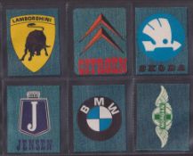 Trade cards, Panini Jeans issues (plain back anonymous), 74 cards various subjects including cars,