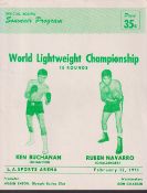 Boxing programme, Ken Buchanan v Ruben Navarro, World Lightweight Championship bout, 12 February,