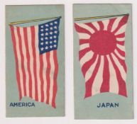Trade cards, Barratt's, National Flags, two cards, America & Japan (gd) (2)