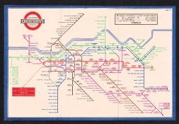 1936 London Underground Railway Map, a genuine H.C. Beck map No.1 1936. Good condition, bright and