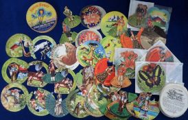 Trade issues, a quantity of approx. 150 circular and die-cut labels, mostly cheese issues by