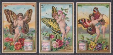 Trade cards, Liebig, Butterflies & Cupids, ref S305, German (set, 6 cards) (gd)