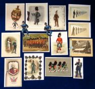 Greetings Cards, Uniforms, 15 late 19th/early 20thC cards to include Military Black Watch, Grenadier