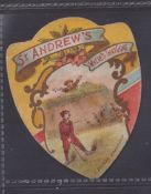 Trade card, Golf, J Baines Shaped Shield, 'St Andrew's, Where’s that gone?' (a few small areas of