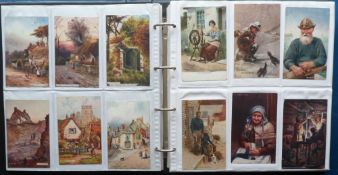 Postcards, a mixed collection of approx. 480 cards in 2 modern albums, mainly illustrated scenic