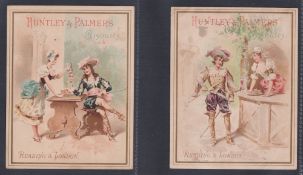 Trade cards, Huntley & Palmers, Watteau, 'P' size, backs in English in green, (set, 8 cards) (2 with