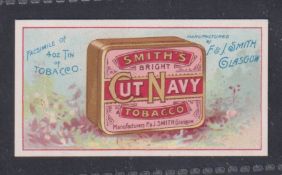 Cigarette card, Smith's, Advertisement Card for 'Bright Cut Navy Tobacco', illustrated with