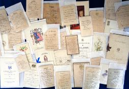 Menus, 85 mainly Victorian and Edwardian menus, many hand written, a few for restaurants like