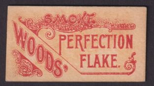 Cigarette card, W H & J Woods, Preston, Advertisement Card, 'Smoke Wood's Perfection Flake' with