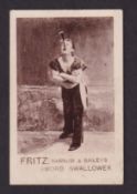 Cigarette card, Q.V. Cigars, Barnum & Bayley's Circus Performers, type card, 'Fritz, Sword