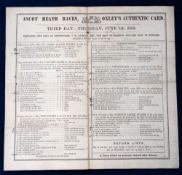 Royal Ascot, Racecard from the Third Day of the Royal Meeting held on 7 June 1855, large single