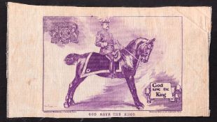 Silk, Anon, 'God Save the King' purple coloured silk printed by Johnston Die Press, approx. 230mm