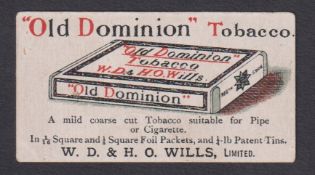 Cigarette card, Wills, Advertisement card, Tobacco packet, 'Old Dominion Tobacco' (slight age