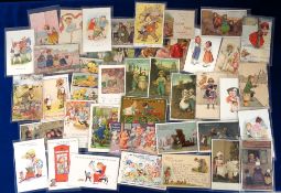 Postcards, Children, a good illustrated selection of approx. 40 cards of children, toys, teddies,