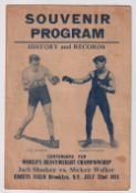 Boxing programme, Jack Sharkey v Mickey Walker, 22 July 1931 at Ebbets Field, Brooklyn, New York,