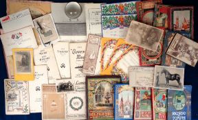 Ephemera, a large qty of 19th and 20thC assorted ephemera to include menus, book marks, telegrams,