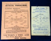 Football programmes, Charlton v Reading, 17 April, 1943 Football League South Cup semi final
