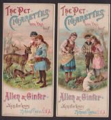 Cigarette cards, USA, Allen & Ginter, two advertising cards for Pet Cigarettes both illustrated with