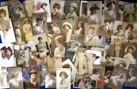Postcards, Glamour, a selection of approx. 160 cards comprising art studies and RPs of pretty ladies