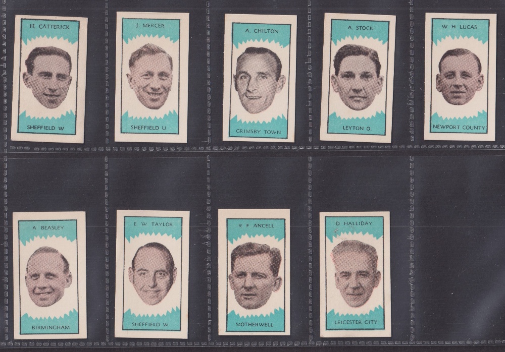 Trade cards, Football, Clevedon Confectionery Football Club Managers, 9 cards numbers 7, 10, 14, 17,