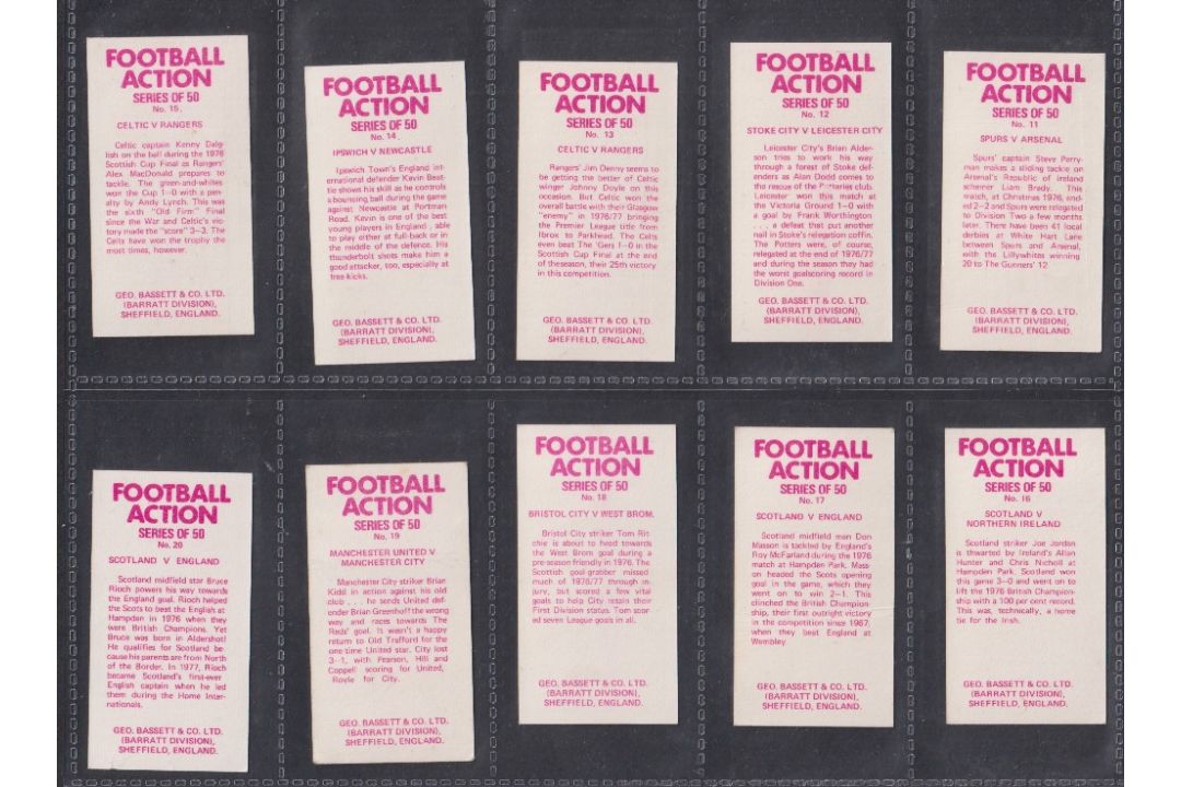 Trade cards, Football, Bassett 1 set and 1 near set Football Action (no gap between fixture & - Image 4 of 4
