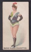 Cigarette card, American Cigarette Co Canada, Sports & Chorus Girls, type card, Chorus Girl, blue