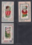 Cigarette cards, USA, Duke's, Fairest Flowers in the World, 'X' size, three cards, Hattie Delaro,